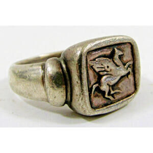 Vintage Ecclissi Sterling Silver Pegasus Signet Ring Size 8